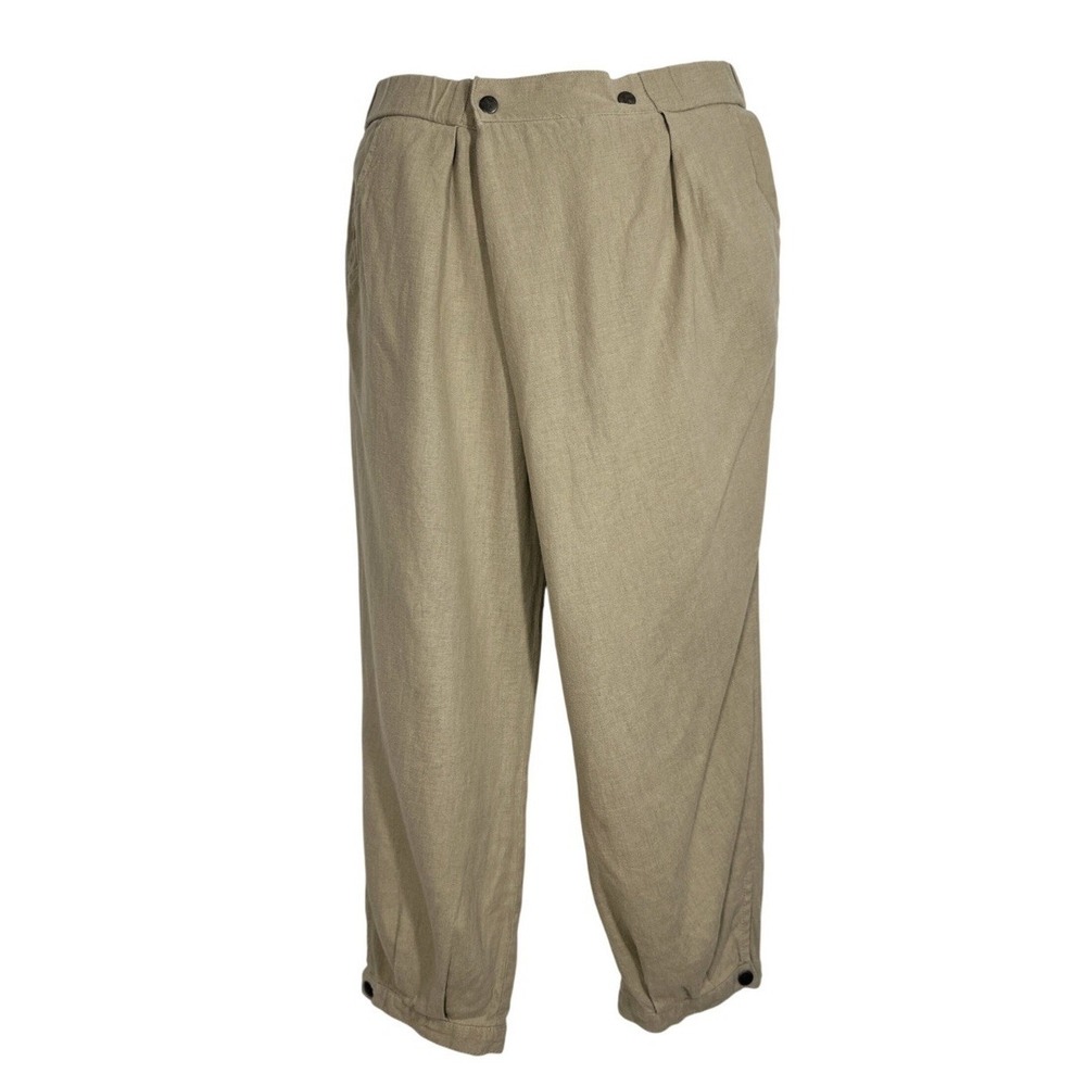 Daughters of the Liberation Beige Pleated Snap Button Crop Pants Sz: 6